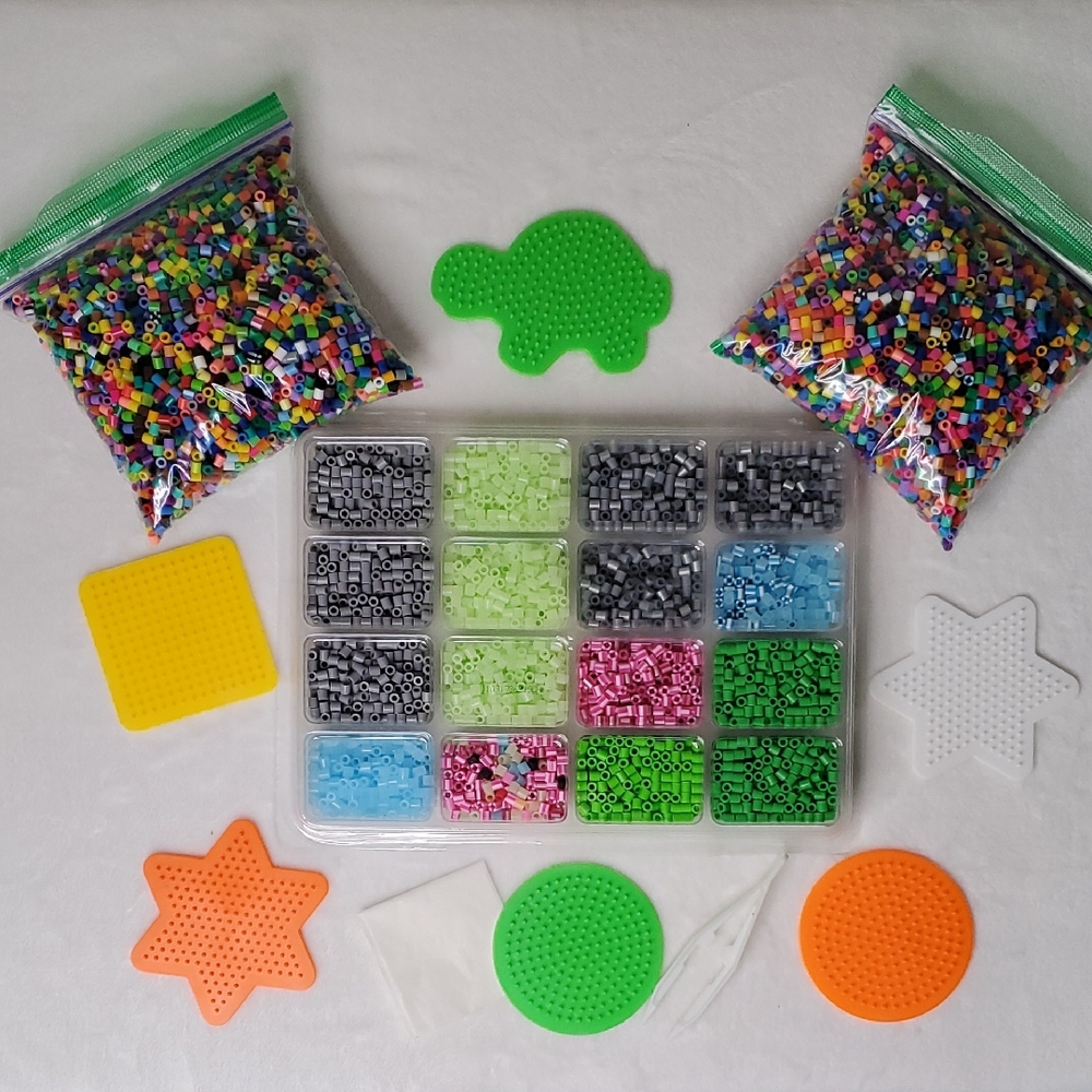 Perler Bead Set with 6 Pegboards Glow In The Dark Perler Beads
